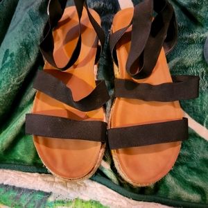 Size 13, All Elastic Sandals, Ashley Stewart